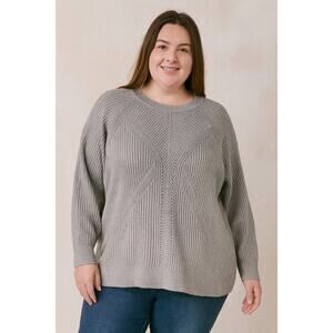 APT 9 Women's Plus Size 2X Gray Ribbed Knit Sweater Metallic Accents Long